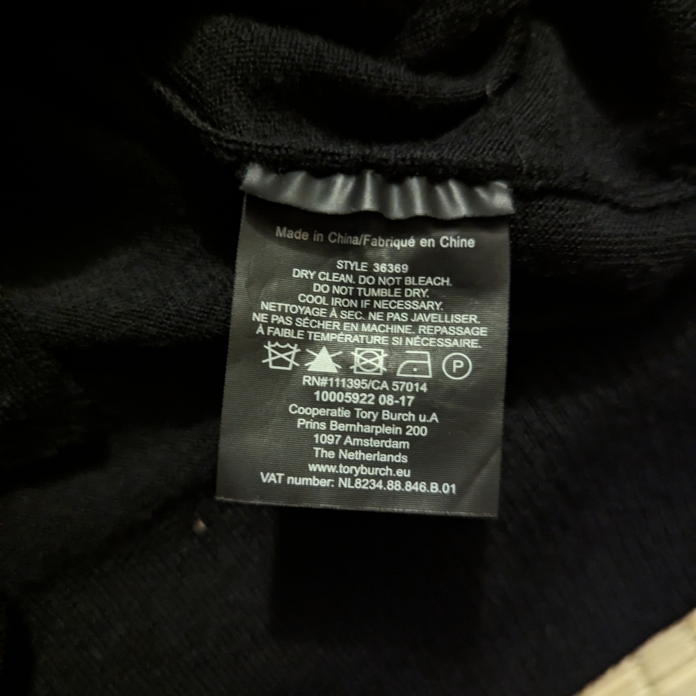 Tory Burch Madeline Merino Wool Cardigan Black Women's Size Small - Picture 4 of 8